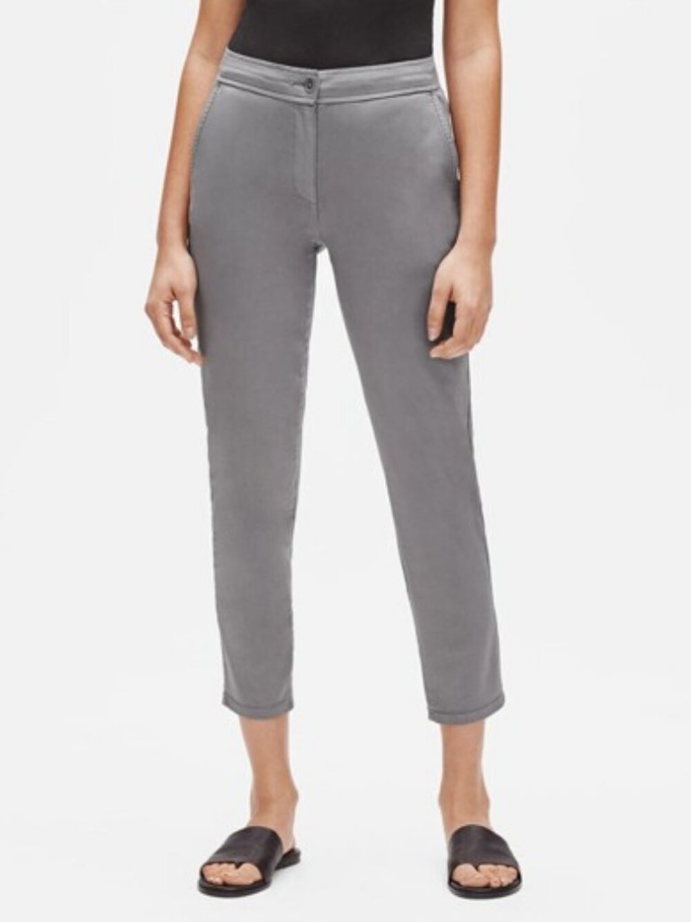 Eileen Fisher organic cotton stretch twill chino pants grey women's size 2